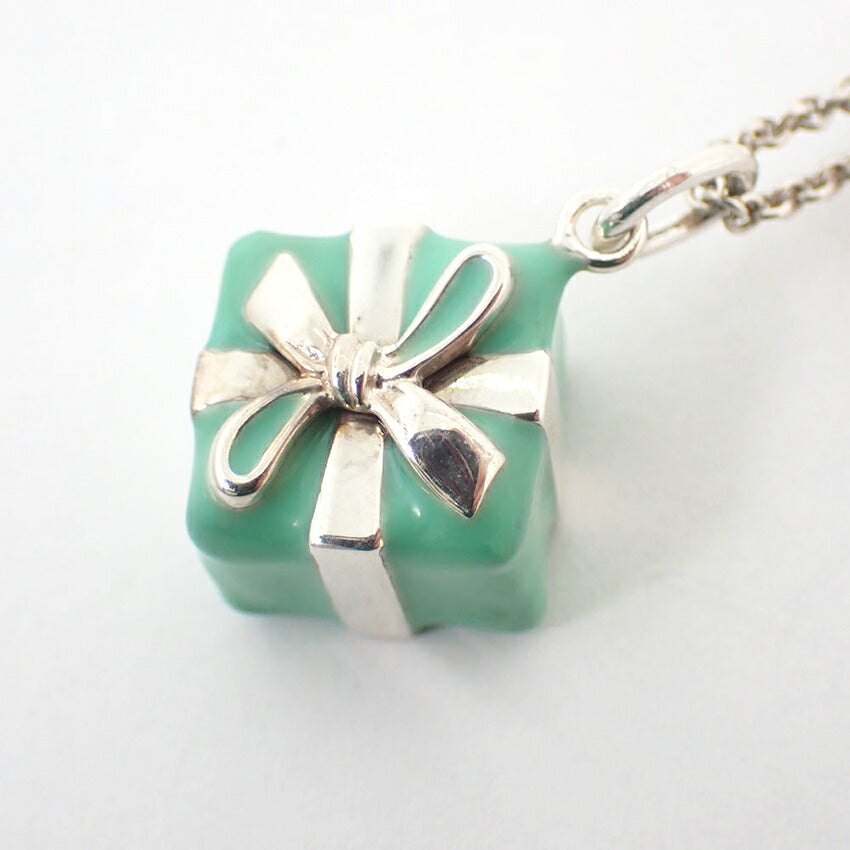 【中古】TIFFANY/ティファニー 925/ブルーエナメル BOX ペンダント/ネックレス/j88-3