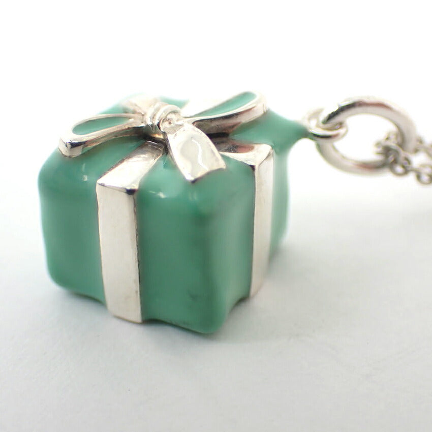 【中古】TIFFANY/ティファニー 925/ブルーエナメル BOX ペンダント/ネックレス/j88-3