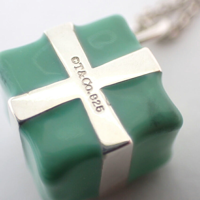 【中古】TIFFANY/ティファニー 925/ブルーエナメル BOX ペンダント/ネックレス/j88-3