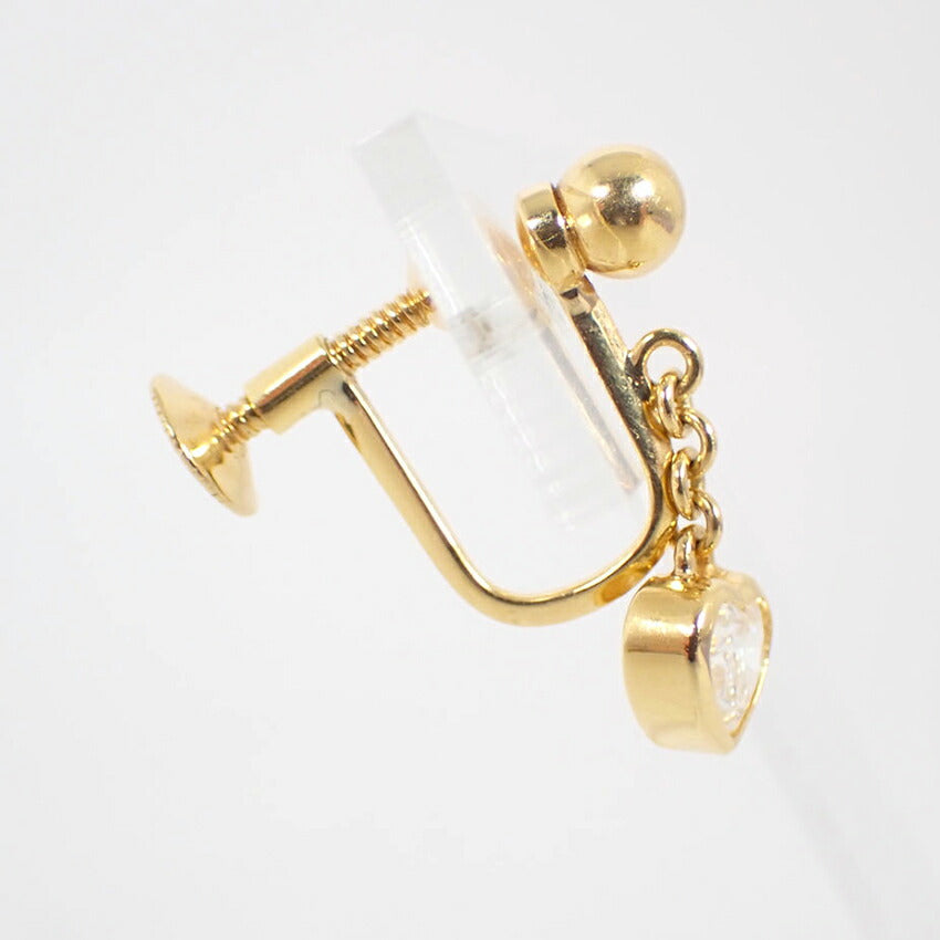 【中古】TASAKI/タサキ K18 ダイヤモンド0.27 ハートシェイプ 片方イヤリング/j92-12