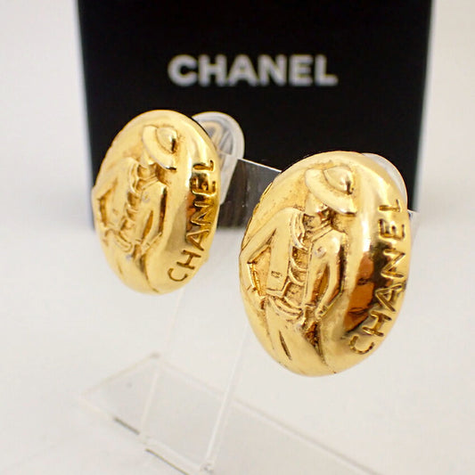 【中古】CHANEL/シャネル マドモアゼル 金色メッキ イヤリング/j92-13