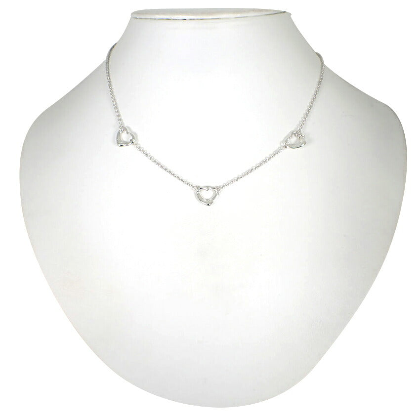 【中古】TIFFANY/ティファニー 925 オープンハート ３P ネックレス/j93-12