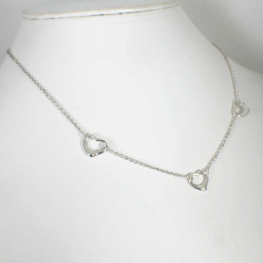 【中古】TIFFANY/ティファニー 925 オープンハート ３P ネックレス/j93-12