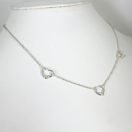 【中古】TIFFANY/ティファニー 925 オープンハート ３P ネックレス/j93-12
