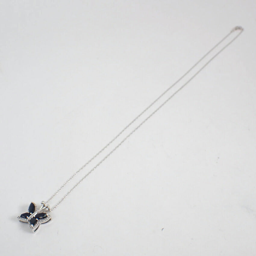 【中古】Macy/メイシー K14 ダイヤモンド/サファイア バタフライ ペンダント/j93-1