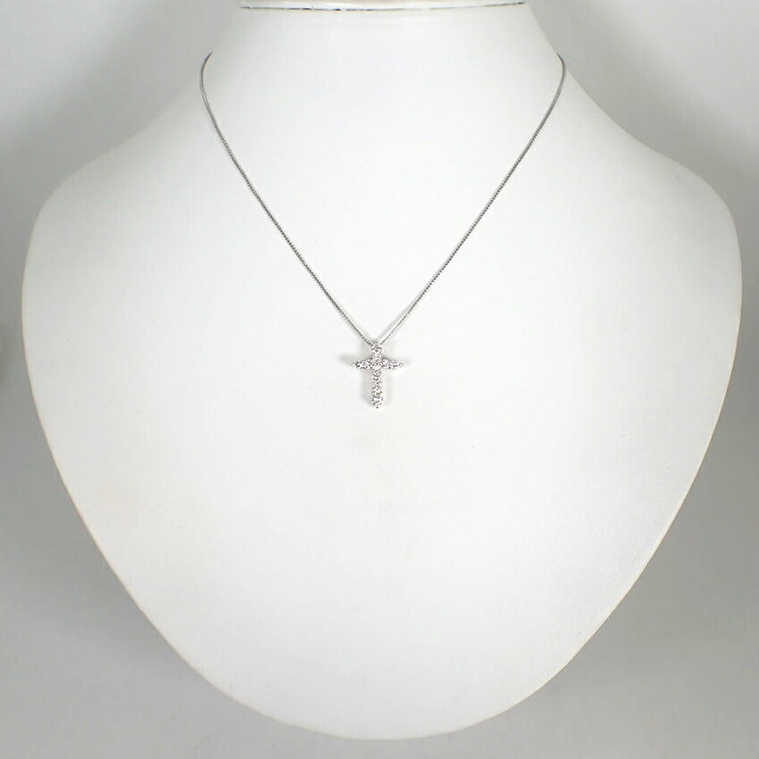 【中古】Pt900/850 ダイヤモンド/0.50ct クロス ペンダント/ネックレス/j95-6