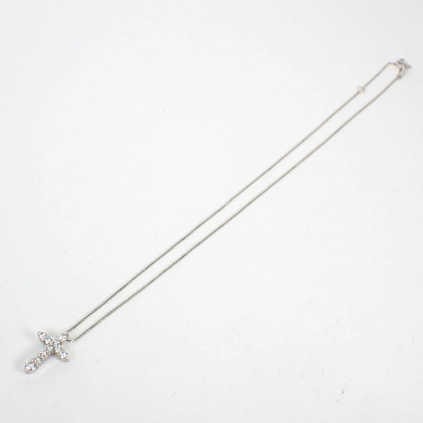 【中古】Pt900/850 ダイヤモンド/0.50ct クロス ペンダント/ネックレス/j95-6