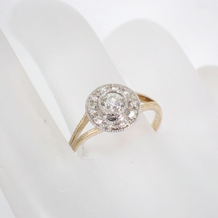 【中古】K18/Pt900 ダイヤモンド ミルグレーション リング /16号/j96-2