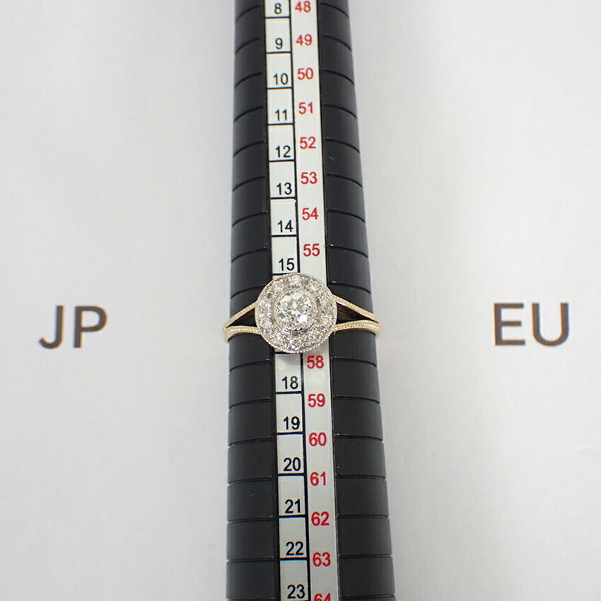 【中古】K18/Pt900 ダイヤモンド ミルグレーション リング /16号/j96-2